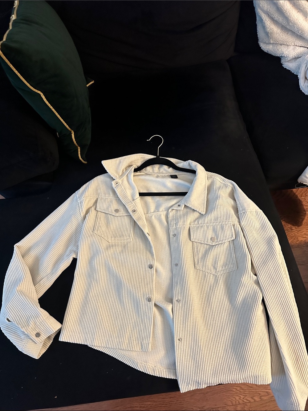 SHEIN Cream Textured Teddy Jacket